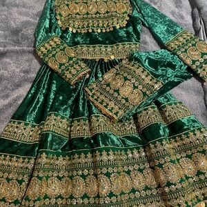 Green and Gold Embroidered Dress